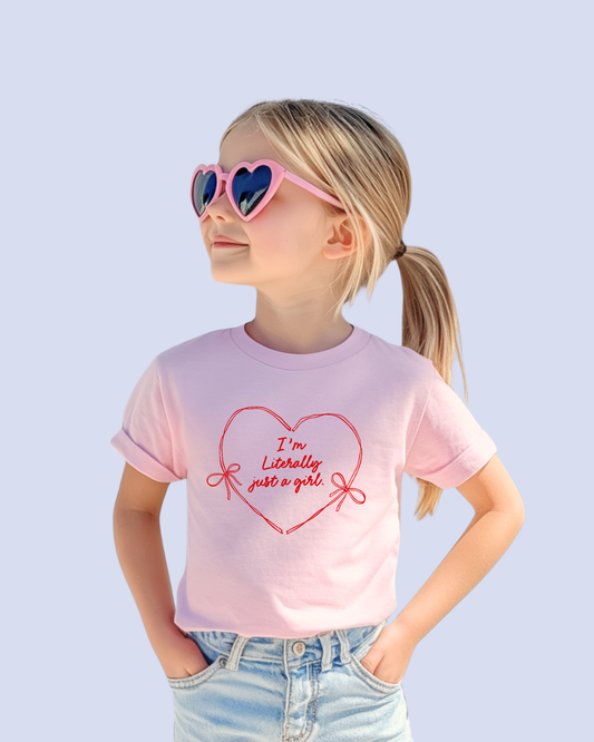 I'm Literally just a girl Hearts Kids Shirt