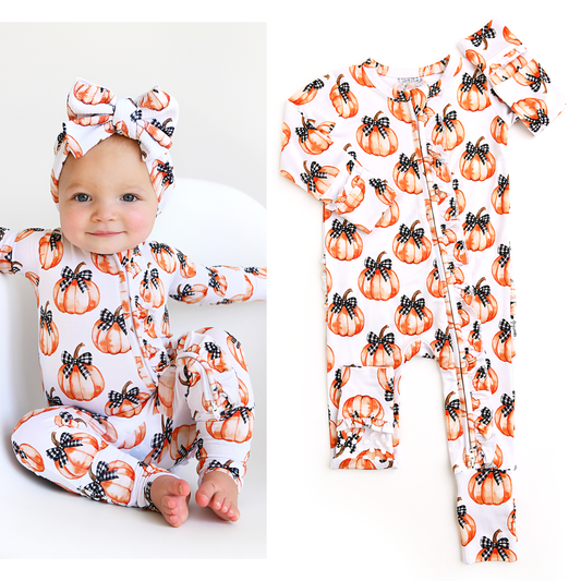 Lilith Pumpkin RUFFLE ZIP Halloween Bamboo Pumpkin Sleepies