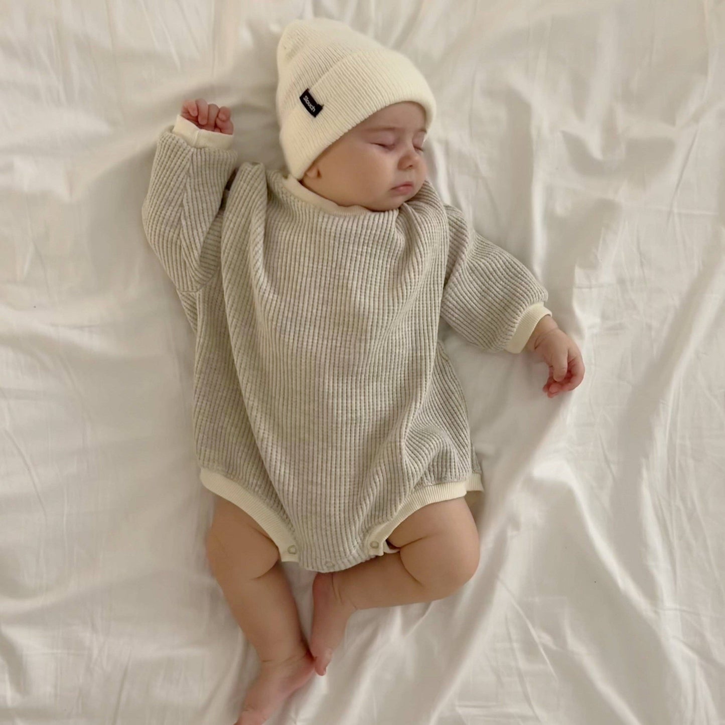 Baby Waffle Sweatshirt Romper - Heather Gray
