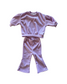 Lilac Ribbed Puff Sleeve Set – Cozy & Chic Flare Pants Outfit