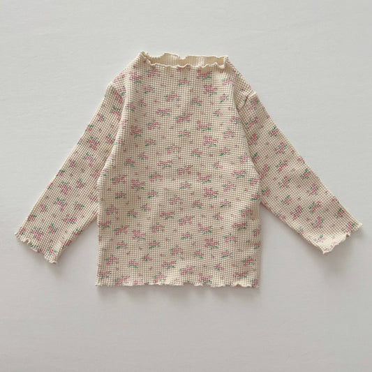 Kids Cozy Waffle Top - Pink Floral