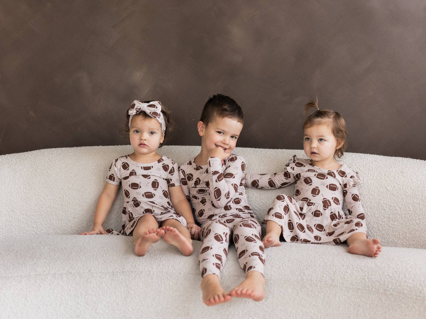 Football (Ribbed) | Bamboo Flutter Twirl Dress with Bodysuit