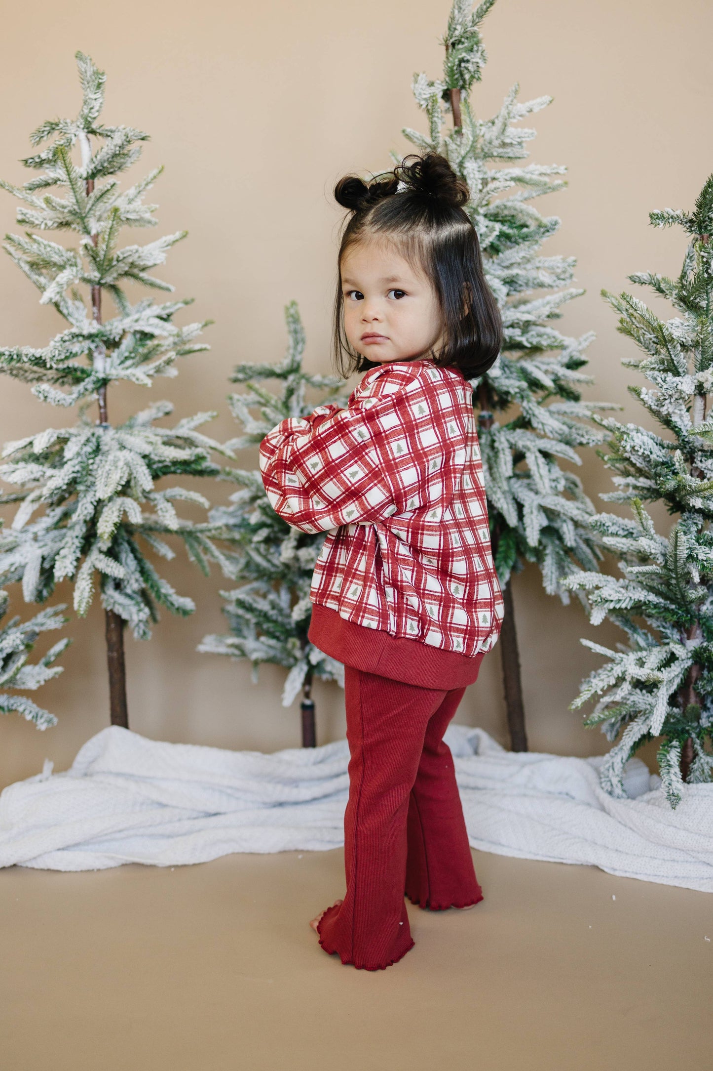 Ribbed Flared Leggings - Red