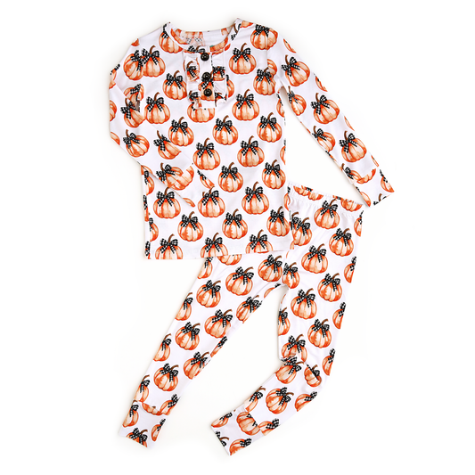 Lilith Pumpkin RUFFLE TWO PIECE Bamboo Halloween Lounge Set