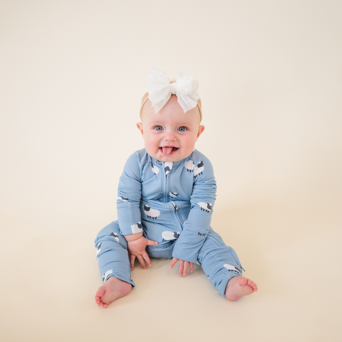 Zip Romper - Blue Sheep
