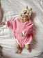 Baby Waffle Sweatshirt Romper - Pink