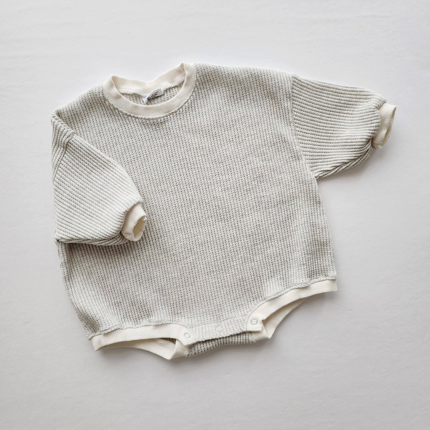 Baby Waffle Sweatshirt Romper - Heather Gray