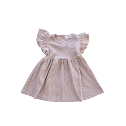 Organic Cotton Ruffle Dress | Mushroom