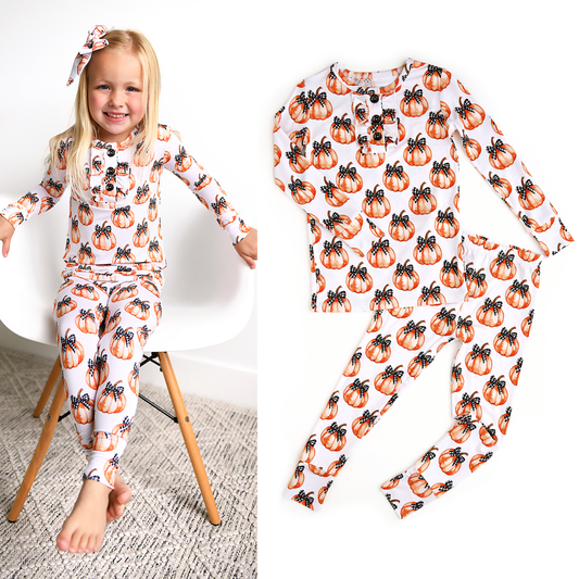 Lilith Pumpkin RUFFLE TWO PIECE Bamboo Halloween Lounge Set