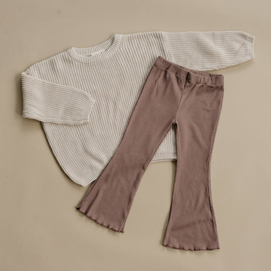 Ribbed Bamboo Flares - Cocoa