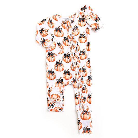 Lilith Pumpkin RUFFLE ZIP Halloween Bamboo Pumpkin Sleepies