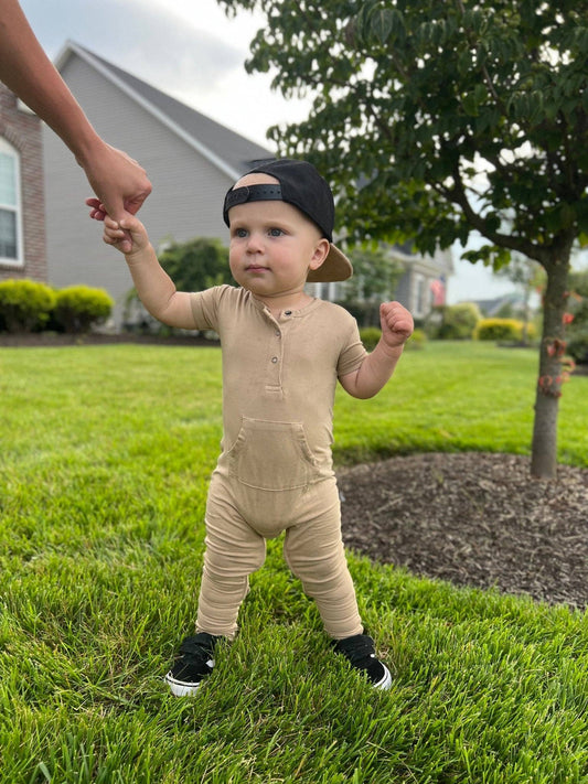 Short Sleeve Romper - Desert Tan