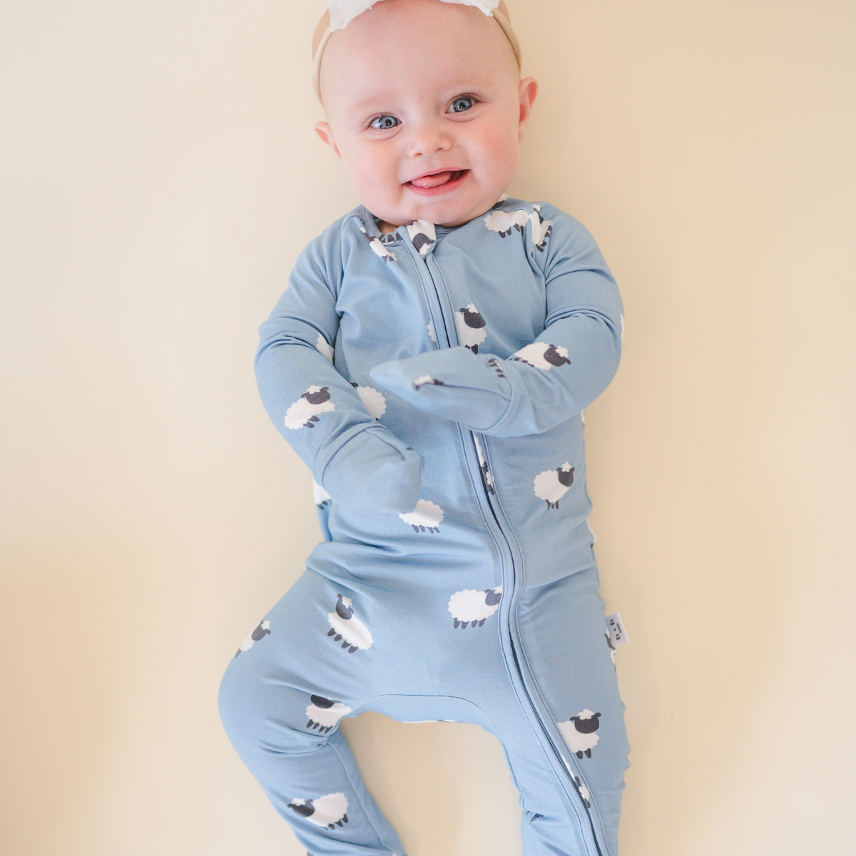 Zip Romper - Blue Sheep