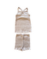 Ribbed Two-Piece Tank & Bike Short Set - Light Pink