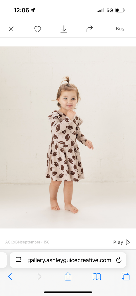 Football (Ribbed) | Bamboo Flutter Twirl Dress with Bodysuit