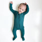 Zip Romper - Peacock Ribbed