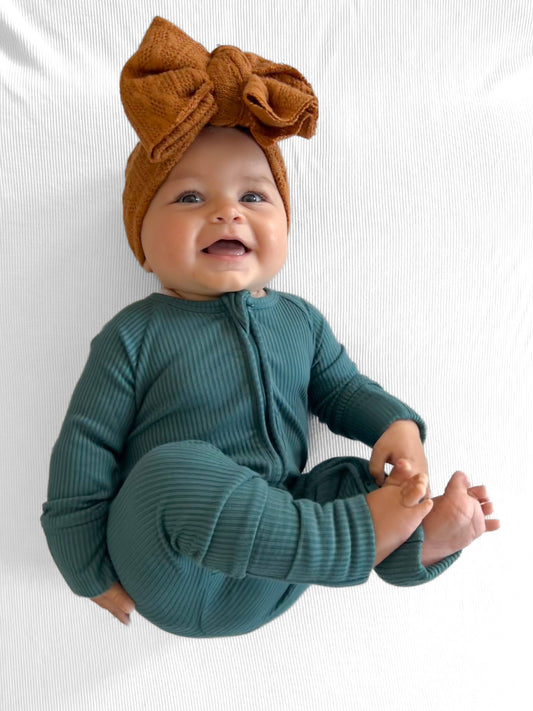 Zip Romper - Peacock Ribbed