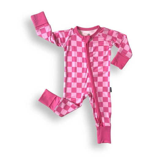 Zip Romper - Pink Check