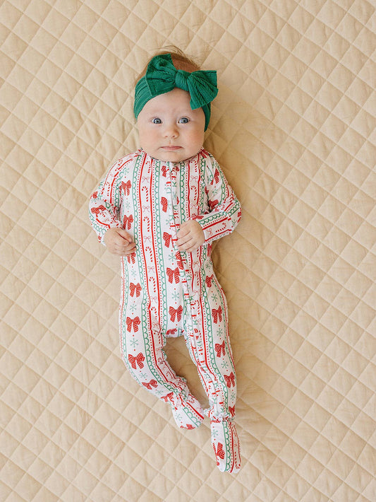 Bamboo Zip Romper | Retro Candy Cane