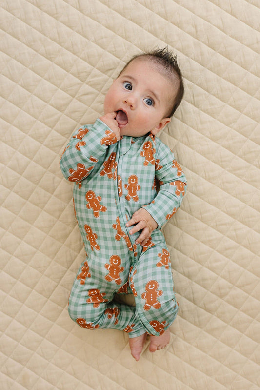 Bamboo Zip Romper | Gingerbread Gingham